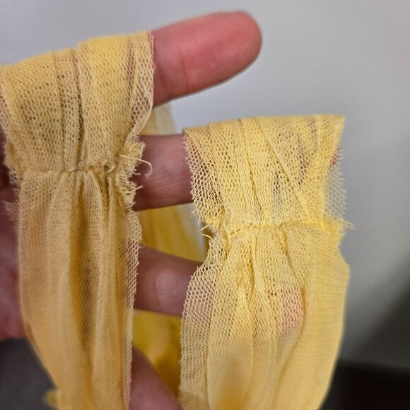 Zara Pastel Butter Yellow V-Neck Tulle Midi Dress Ruffle Ethereal Balletcore - Picture 16 of 16